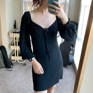 Black Vintage/Retro Style Long Sleeve Dress